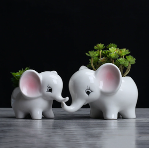 Whole-sale <strong>Cute</strong> Large Elephant Shape Ceramic Flower Pot for Tabletop &amp; Floor <strong>Plant</strong> Decoration Creative Succulent Planter - Product Image 1