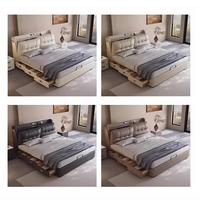 Vente en gros de lit moderne multifonctionnel pour chambre à coucher à LED Grand espace de rangement à étui haut Guangdong Lit inclinable réglable