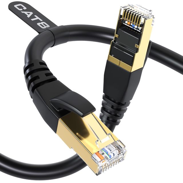Syong PVC Jacke Cat8 Ethernet Cable, 40Gbps & 2000MHz, High-speed RJ45 Cable Bear Copper Al Braid for Computer