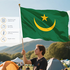 Banderas Personalizadas Voladoras de 90x150cm, Bandera Nacional de Mauritania, Bandera Personalizada de Mauritania con Estrella y Luna Creciente Verde Dorada, Poliéster - Product Image 4
