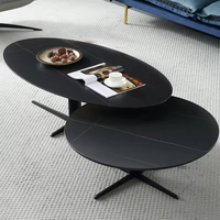 Mesas de Centro de Metal Negro Económicas, Mesa de Centro Moderna Alta y Baja, Mesa de Centro de Pizarra para Sala de Estar