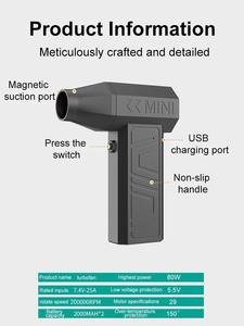 Souffleur d'air puissant Violent Fan 105000RPM, aspirateur de poussière, charge Type-C, vents forts 26m/s, souffleur turbo sans balais - Product Image 6