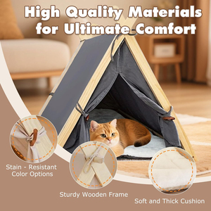 Meubles pour animaux de compagnie, design personnalisable, tente <span class=keywords><strong>tipi</strong></span> pour chat avec cadre en bois et coussin lavable pour la décoration du salon <span class=keywords><strong>intérieur</strong></span> - Product Image 4
