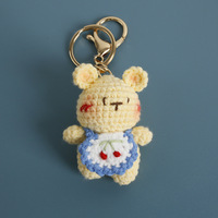Crochet fait main kaki porte-clés en peluche cadeau poupée dessin animé pendentif fil à tricoter Crochet Animal jouet porte-clés en gros