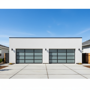 Porte de <span class=keywords><strong>garage</strong></span> en verre encadrée style rétro moderne, antivol, surface finie, bordure métallique vintage, pour villa classique, portail extérieur pour voiture - Product Image 6