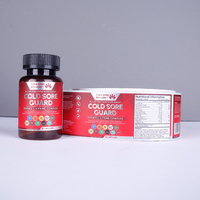 Étiquettes personnalisées en BOPP argenté brillant pour compléments alimentaires, sérigraphie UV inversée, gaufrage, autocollants adhésifs imperméables pour étiquettes de bouteilles de produits de santé