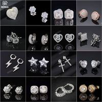 Pendientes de aro de tenis Moissanite Vvs grandes de oro de 18 quilates personalizados, pendientes de plata 925 con diamantes de corte brillante redondos helados, joyería fina