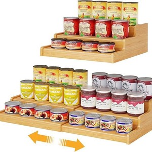 Bamboo Storage Rack 3 Tier Multi Function Kitchen Organizer For Spices And Sundries <b>Desktop</b> <b>Shelf</b> - Product Image 5