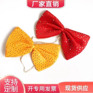 Glittery Sequined <b>Bow</b> Ties <b>Red</b> Yellow Unisex Stage Performance Wear Polyester Holiday Accessories - Product Image 5