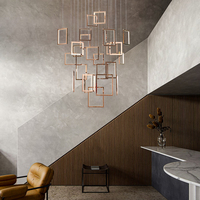 Lustre Suspendu Long Moderne pour Escalier, Hôtel, Loft, Villa, Grand Modèle Personnalisé en Acier Inoxydable Or Rose, LED Réglable