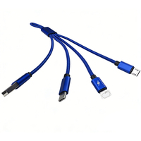 Câble de charge rapide 3-en-1 mini Type-C avec logo personnalisé, conducteur en cuivre pur, blindage tressé, porte-clés en nylon pour mobile