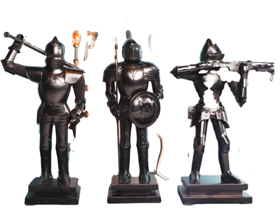 Armor Helmet Hotel Lobby Home articoli moderni Home Decor Luxury Antique Knight in Armor Statue Metal Iron Warrior Sculpture