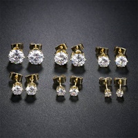 Boucles d'oreilles clous Gaby style populaire en acier inoxydable argent tibétain avec zircon transparent, couleur acier/or, pour enfant, piercing tendance, mariage