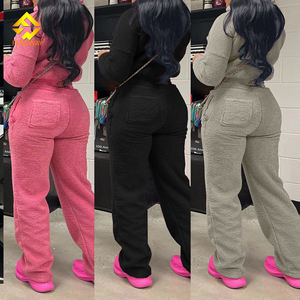 2025 महिलाओं के ठोस रंग आकस्मिक फैशन बुलबुला वेवेट शरद ऋतु सर्दियों की लंबी शैली बहु रंग वैकल्पिक तंग 2-टुकड़ा सेट - Product Image 1