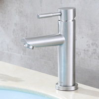 Robinet de lavabo en acier inoxydable 304 brossé, mitigeur monocommande chaud/froid à poser pour lavabo