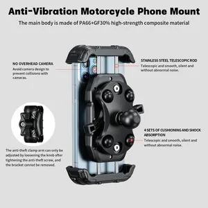 אביזרי אופנוע אחרים 360 אופני אופניים מתכוונן עמיד בפני זעזועים תושבת לטלפון נייד מחזיק טלפון לאופנוע