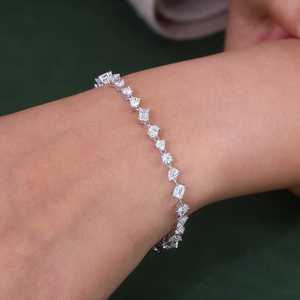 custom real white gold bracelet Manufacturer's factory Trillion Cut lab diamond Elegant woman wedding bracelet fine jewelry - Product Image 3