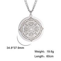 Myshape Fortune Wheel AGLA INRI Collier pour homme en acier inoxydable, amulette de richesse de Salomon, sceau des archanges Michel, Uriel, Raphaël, Gabriel