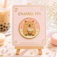 Broche en métal créative et mignonne en forme d'animaux pour badges, accessoires personnalisés, épingles en émail dur et souple plaquées, motif Capybara buvant du thé Boba