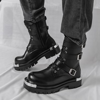 Personnalisation en usine, personnalisation du logo, OEM, ODM, nouvelle collection automne-hiver, bottes pour hommes en similicuir à semelle épaisse