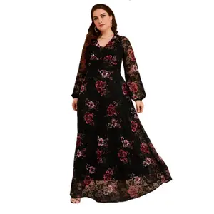 2022 Muslim European and American Women's Large Lace Dress Factory Wholesale Source Middle East Arab Foreign Trade Cross border