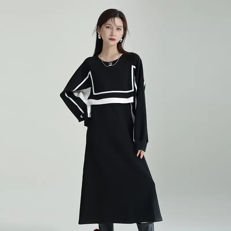 2022 Designer Women Clothes Winter Black Sweater Dress French Design Small Western Style Age-reducing Women Casual Dress