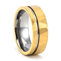 Bague en carbure de tungstène tendance pour homme, plaquée or 8 mm, martelée, facettée, brossée, personnalisable, alliance de mariage pour couple