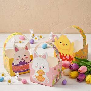 Promotion : Boîte en papier pour bonbons, Sac en <span class=keywords><strong>feutre</strong></span> <span class=keywords><strong>vide</strong></span> pour Pâques, Boîte d'emballage pour la chasse aux œufs, Panier portable, Décoration de fête, Boîte cadeau en papier pour emballage - Product Image 2