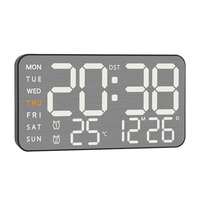 Huayang ABS Gebürstete Art Deco Quarz Digitalwanduhr mit Vollanzeige Einstellbare Helligkeit Modernes Design für Arbeitszimmer