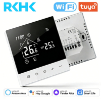 Termostato Inteligente Programable RKHK WiFi Tuya con Pantalla Táctil, Control Digital de Temperatura, Compatible con Alexa y Google Voice