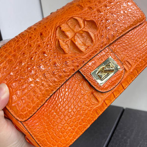 Sac à bandoulière en cuir de crocodile 100% Orange100% pour femme, sac à main de luxe de créateur, motif alligator, sangle unique, usage quotidien - Product Image 5