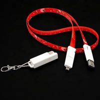 Cadeaux de haute qualité, cordon en polyester à motif personnalisé, câble de charge USB 6 en 1, câble multi-USB 60W pour porte-carte d'identité, salon professionnel