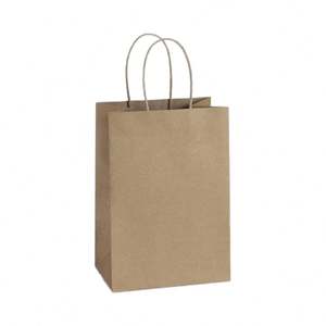 Sac en papier kraft avec poignée anti-effraction pour la restauration rapide, les plats à emporter et la livraison, emballage pour vaisselle, oreillers, produits ménagers - Product Image 1