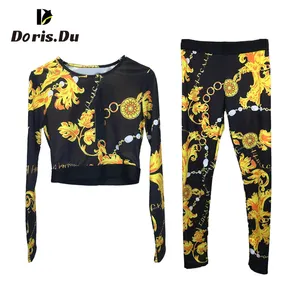 Ladies Crop Blouse Pull Over Top and Pant Women Casual Two Pieces Street Wear Sets Gym Fitness Yoga Female Clothing Suit