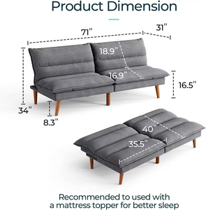 Nhà sản xuất bấm vào <span class=keywords><strong>Clack</strong></span> đôi vải to sợi <span class=keywords><strong>Sofa</strong></span> 2 chỗ ngồi loveseat vải ngủ couch futon <span class=keywords><strong>sofa</strong></span> đi ngủ cho phòng khách - Product Image 2
