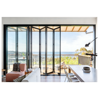 Porte accordéon en alliage d'aluminium à suspension supérieure, cloison acoustique antivol, double vitrage trempé, pour extérieur, chambre, hôtel, salle de bal