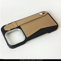 Nouveauté Étui de téléphone portable en cuir de haute qualité à texture croco pour iPhone 16 Pro Max avec poche pour cartes