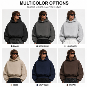 Sudadera con Capucha Lisa para Hombre, de Algodón Grueso, Estilo Holgado, Personalizable con Bordado e Impresión de Logotipo, Ropa Urbana - Product Image 3