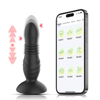 Vibromasseur anal télescopique à commande par application, stimulateur de prostate à poussée pour hommes, avec ventouse, pour la masturbation des hommes gays