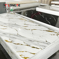Longte 1.22*2.44m 1.22*2.90m Panneau mural en PVC effet marbre brillant UV style moderne pour décoration intérieure