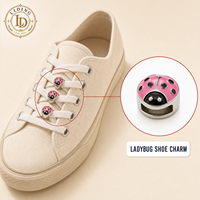 Breloques de chaussures Coccinelle à enfiler pour lacets de baskets, en émail rose, alliage de zinc, amovibles, accessoires de chaussures DIY, personnalisables OEM