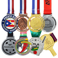 Medallas de Pickleball Metálicas 3D con Diseño Personalizado Gratuito, Medallas de Cricket de Metal y Trofeos, Premio Deportivo de Oro, Cinta para Medalla Personalizada