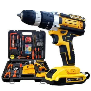 Elétrica industrial Rotary Power Tool 24V Cordless Drill com 5.0AH Bateria Pacote Plástico OEM Impact Drill Amarelo Repair ZP