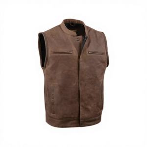 Veste de moto en cuir marron de qualité supérieure pour hommes et femmes |   Gilet de moto |   Hiver Grande Taille - Product Image 1