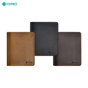 COTECi-Porte-cartes et porte-monnaie classique et mince en cuir <span class=keywords><strong>de</strong></span> cheval véritable avec logo ouvert Accessoire <span class=keywords><strong>simple</strong></span> d'affaires et <span class=keywords><strong>de</strong></span> voyage - Product Image 2