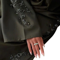 Meilleures Ventes de Vêtements Islamiques pour Femmes Musulmanes, Abaya de Dubaï de Bonne Qualité avec Perles et Perles Vertes