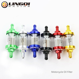 LINGQI Racing 8mm Motorrad ölfilter CNC Aluminium legierung Benzin Gas Kraftstoff filter Reiniger für Moped Scooter Motocross - Product Image 1