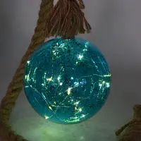 Biru Mercury Lampu LED Bola Kaca dengan Tali Rami untuk Dekorasi Natal