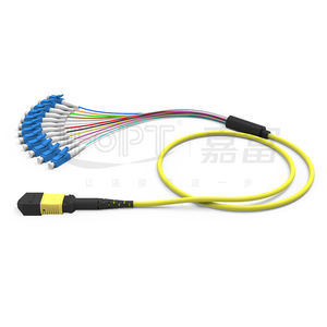 Factory LC OM3/OM4 8/12/24F G657A1 MPO/MTP Cable de conexión de fibra óptica 12 Core 0,9mm Modo único 1 M Fanout Assembly Jumper - Product Image 3