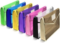 Carpeta de archivos de plástico transparente para niños y estudiantes, colorida, resistente al agua, transparente, expandible